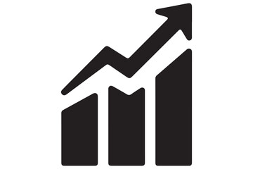 Growth bar chart icon silhouette white background vector illustration  © Shamsun