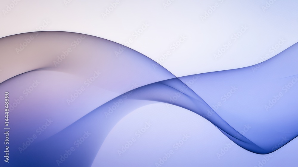 Poster balanced composition of blue and white wave-like patterns in minimalist design made with generative 