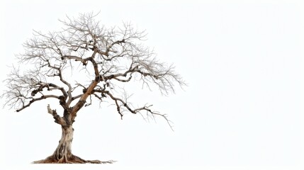 Obraz premium Isolated barren tree against a plain white background.