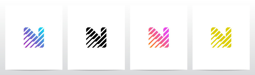 Cyber Circuit Diagonal Lines Letter Initial Logo Design N