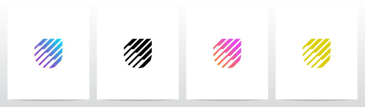 Cyber Circuit Diagonal Lines Letter Initial Logo Design U