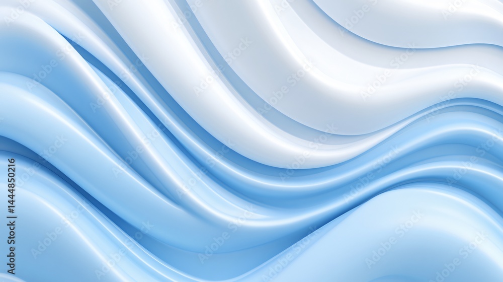 Poster abstract wave design with creamy and blue gradient tones and soft light made with generative ai tech