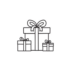 Vector Line Art of Giant Gift Box with Christmas Ribbon