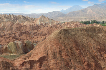 Scenery of Zhangye Danxia National Geopark (Rainbow Mountains) in Gansu, China