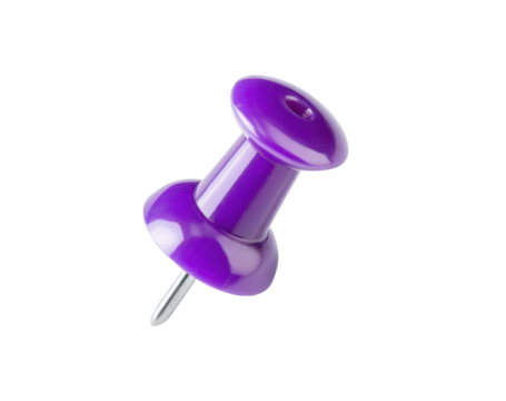 Purple push pin , isolated on transparent background