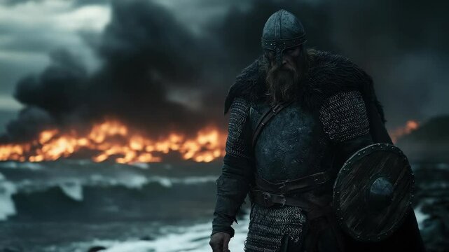 Viking Warriors in Battle - Nordic Culture and Warfare Illustration