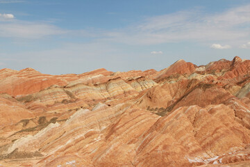 Scenery of Zhangye Danxia National Geopark (Rainbow Mountains) in Gansu, China