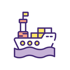 Cargo Ship Icon vector stock illustration