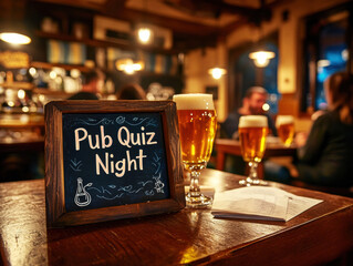 Exciting pub quiz night with friends and delicious drinks