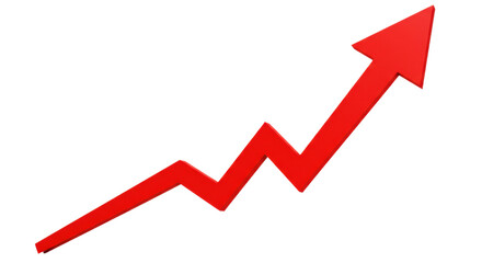 Red arrow graph indicating upward trend in finance or business.