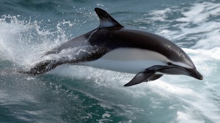 Obraz premium Leaping Dolphin: Aquatic Grace and Power