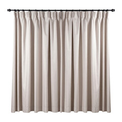 Elegant fabric curtains hanging on a curtain rod.