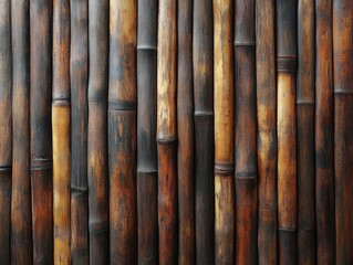 Obraz premium Bamboo wall texture showcasing natural craftsmanship and color