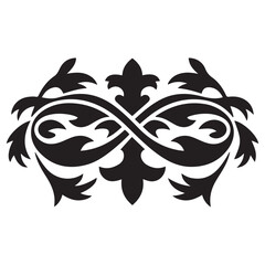 heraldic abstract scroll ornament Vector Black silhouettes. with white background