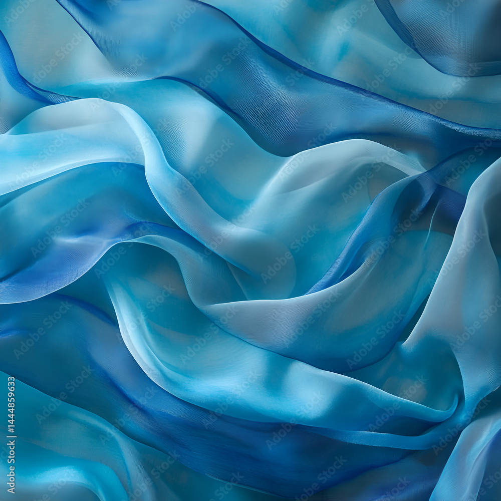 Aufkleber flowing blue fabric texture textile design abstract art studio environment close-up view visual aest