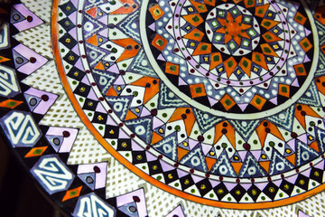 Captivating abstract geometric patterns form a bright and intricate design