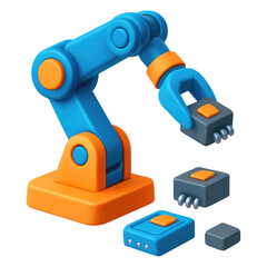 Robotic Arm Assembling Small Parts 3D of Automation Technology