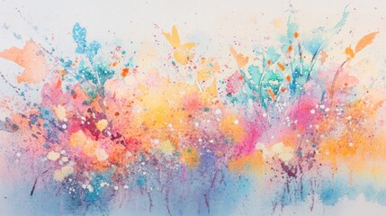 Obraz premium Abstract watercolor floral burst, pastel colors, textured background, ideal for website design