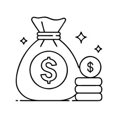 dollar money icon with bag icon, dollar money icon with bag vector illustration-simple illustration of dollar money icon with bag, perfect for dollar money icon with bag logos and icons