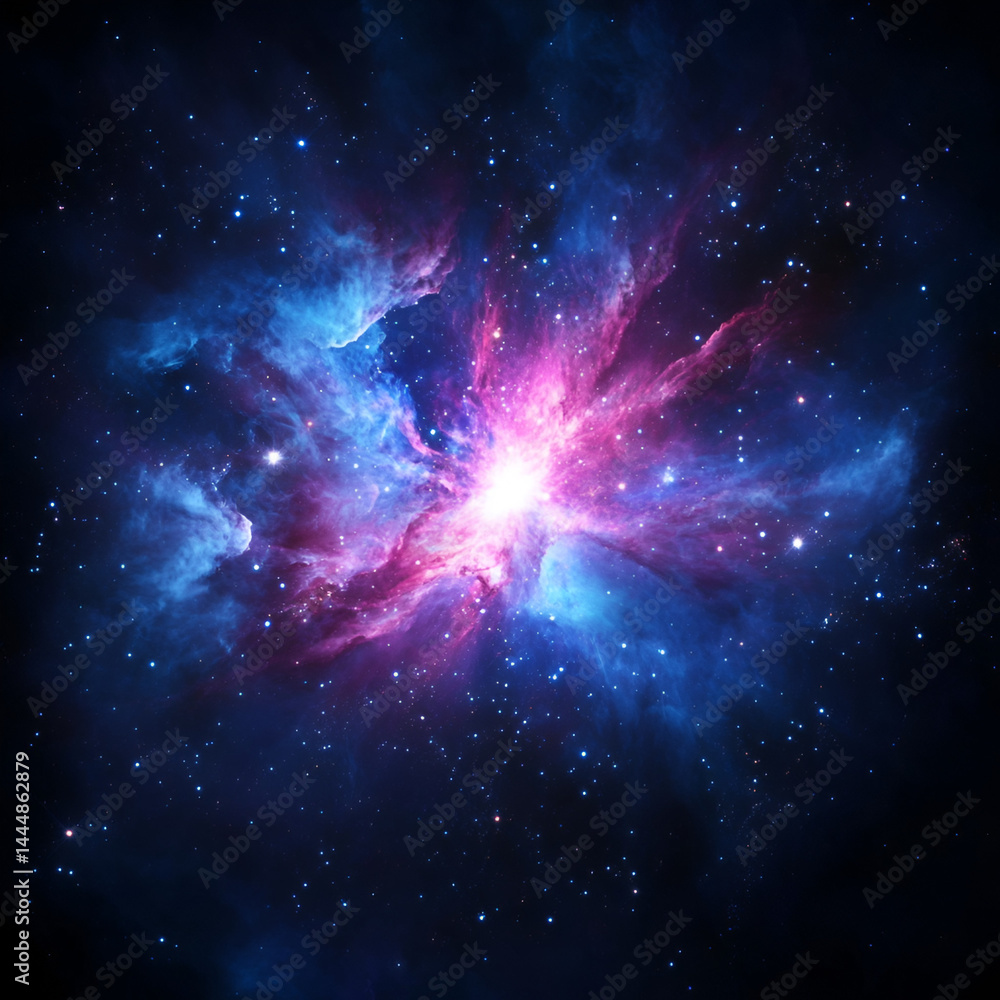 Poster exploring cosmic phenomena in deep space astronomical events digital art stellar environment wide an