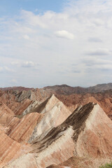 Scenery of Zhangye Danxia National Geopark (Rainbow Mountains) in Gansu, China