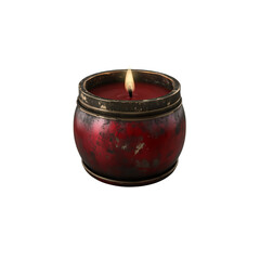 dark red metal candle jar isolated on a transparent background