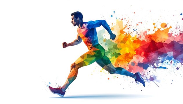 Abstract Watercolor Runner Capturing Motion and Vitality