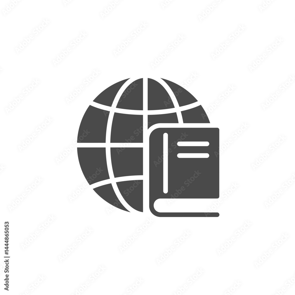 Poster global education: a symbolic illustration of a globe accompanied by a book, representing the expansi