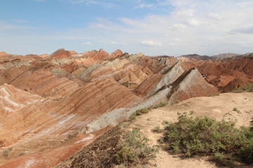 Scenery of Zhangye Danxia National Geopark (Rainbow Mountains) in Gansu, China
