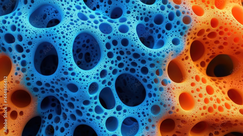 Aufkleber abstract textured surface with colorful blue and orange bubbles, showcasing intricate patterns and o