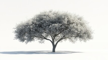Obraz premium Solitary ethereal tree in a minimalist landscape with a soft, dreamlike quality