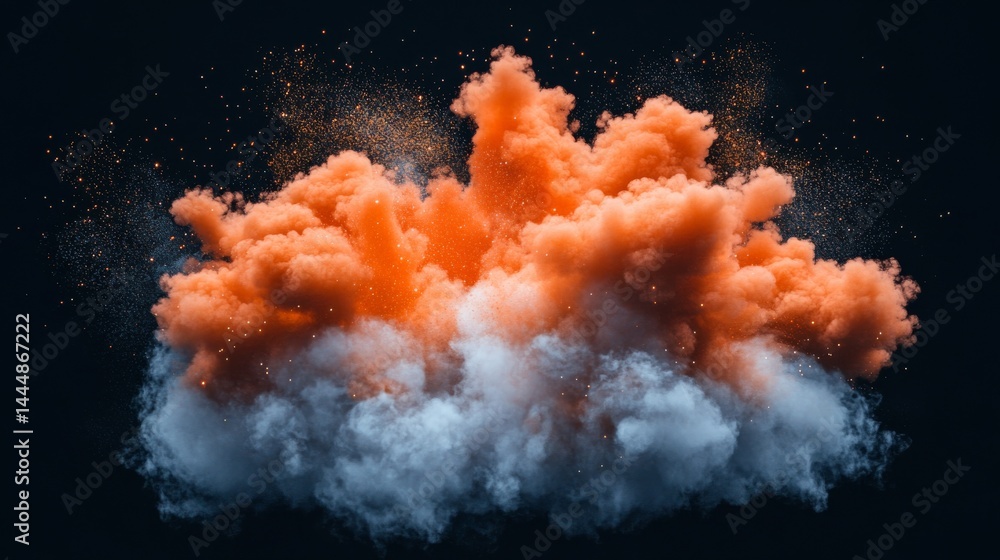Poster a dark smoky backdrop serves as the setting for a fiery explosion that emits sparks and glowing embe