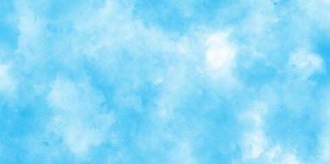 soft and cloudy watercolor abstract painting of blue grunge texture, Vibrant soft pastel watercolor clear blue sky with puffy clouds, Light Blue Watercolor Landscape with Soft white clouds.