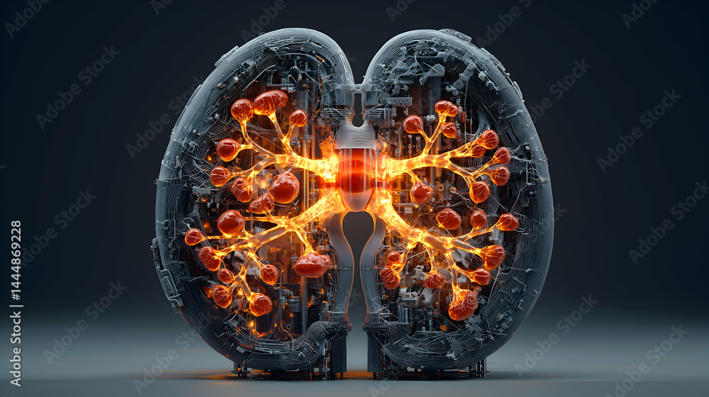 Poster abstract futuristic illustration of a biological structure. conceptual design representing a technol