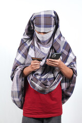 thief breaking credit card isolated white background