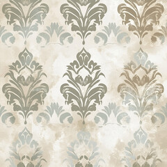 Elegant vintage damask wallpaper design interior space digital art neutral tones contemporary aesthetic