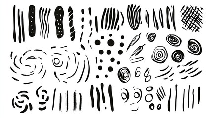 Abstract Ink Strokes HandDrawn Textures  Patterns.