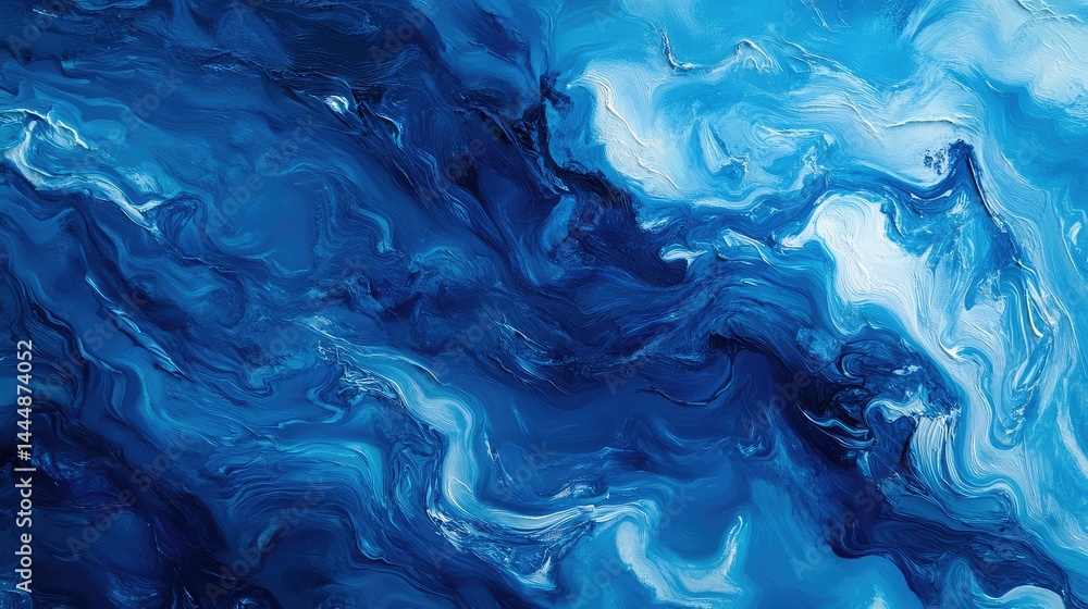 Aufkleber abstract blue waves with swirling patterns and textures, capturing the essence of fluid motion and d