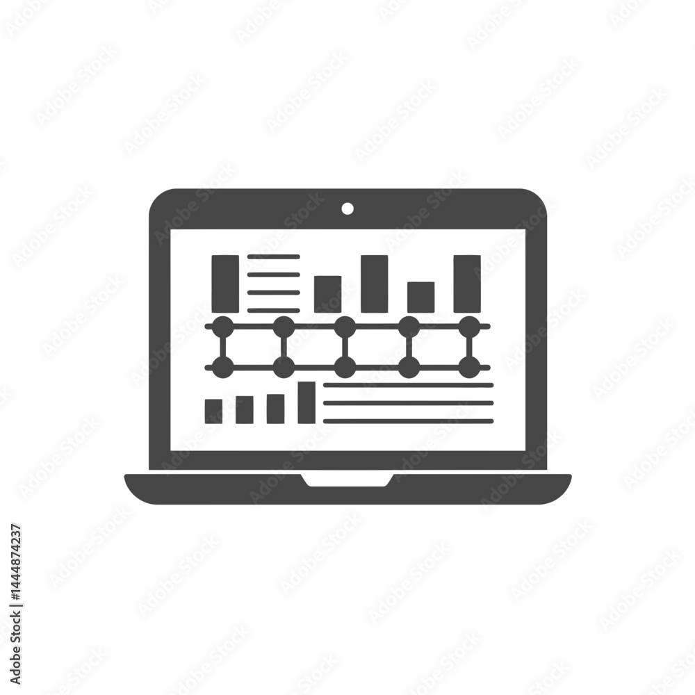 Poster data insights: a graphic representation of data visualization on a modern laptop, displaying the pow