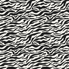 Modern zebra Print Seamless Pattern Design for Textile, Fabrics, Wrapping Paper. Monochrome zebra skin stripes pattern. Black and white