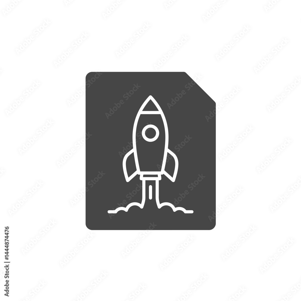 Poster rocket launch illustration: a dynamic illustration features a stylized rocket taking off, ascending 