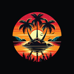 a tropical island at sunset © Biswas