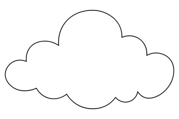 Cumulus cloud. Sketch. Vector illustration. Outline on isolated white background. Doodle style. Coloring book for children. Curly cloud. Doodle style. Idea for web design.
