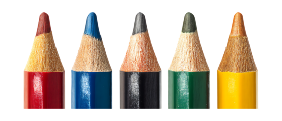 Pack of Pencils in Five Different Poses Against Transparent Background for Office Supplies, Art Design, or Educational Projects