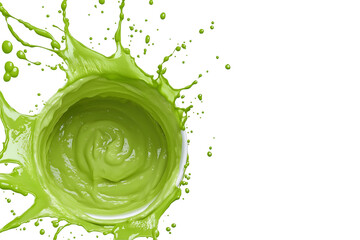 Fototapeta premium Green Liquid Bursting From Bowl Creating Splashes on White Background