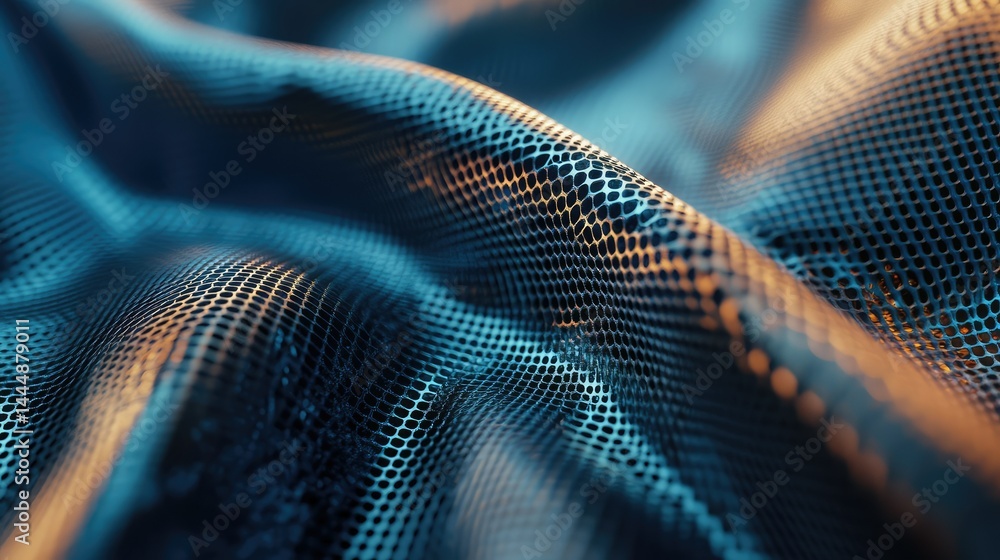 Poster Close-up of Textured Fabric with Intricate Patterns and Soft Lighting Creating an Abstract, Visual Interest in Textiles and Design