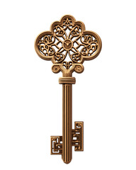 Obraz premium Ornate Golden Key Featuring Detailed Design on a Plain Background