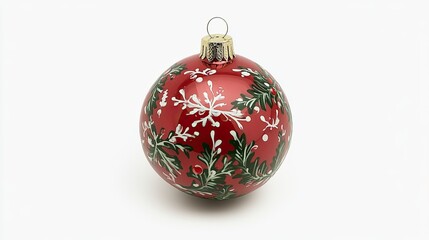 Festive Red Christmas Ornament Holly  Snowflakes.
