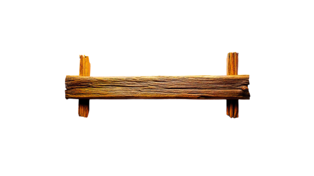 This is an isolated old brown wooden bench, a simple piece of outdoor furniture for sitting and relaxing, presented as a 3D illustration on a white background