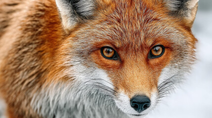 Red Fox's Intense Gaze: A stunningly detailed portrait captures the mesmerizing eyes and intricate features of a vibrant red fox, showcasing its wild beauty and intelligence.